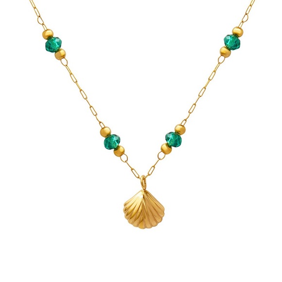 18K Gold Shell Necklace*Ocean Inspired Jewelry*Waterproof*Sweatproof* - Picture 1 of 5